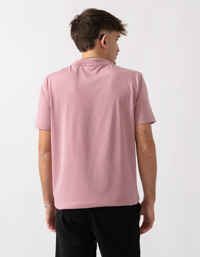 BOSS Green Tee Mens Stretch Cotton T-Shirt with Contrast Logo - Open Pink 696