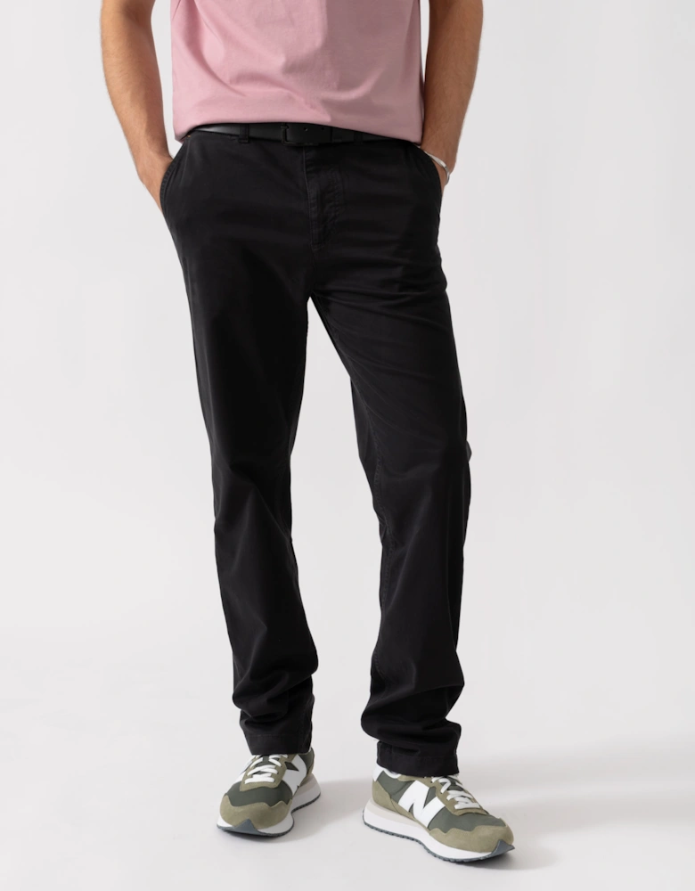 BOSS Orange Mens Regular Fit Chinos in Stretch-Cotton Satin - Black 001