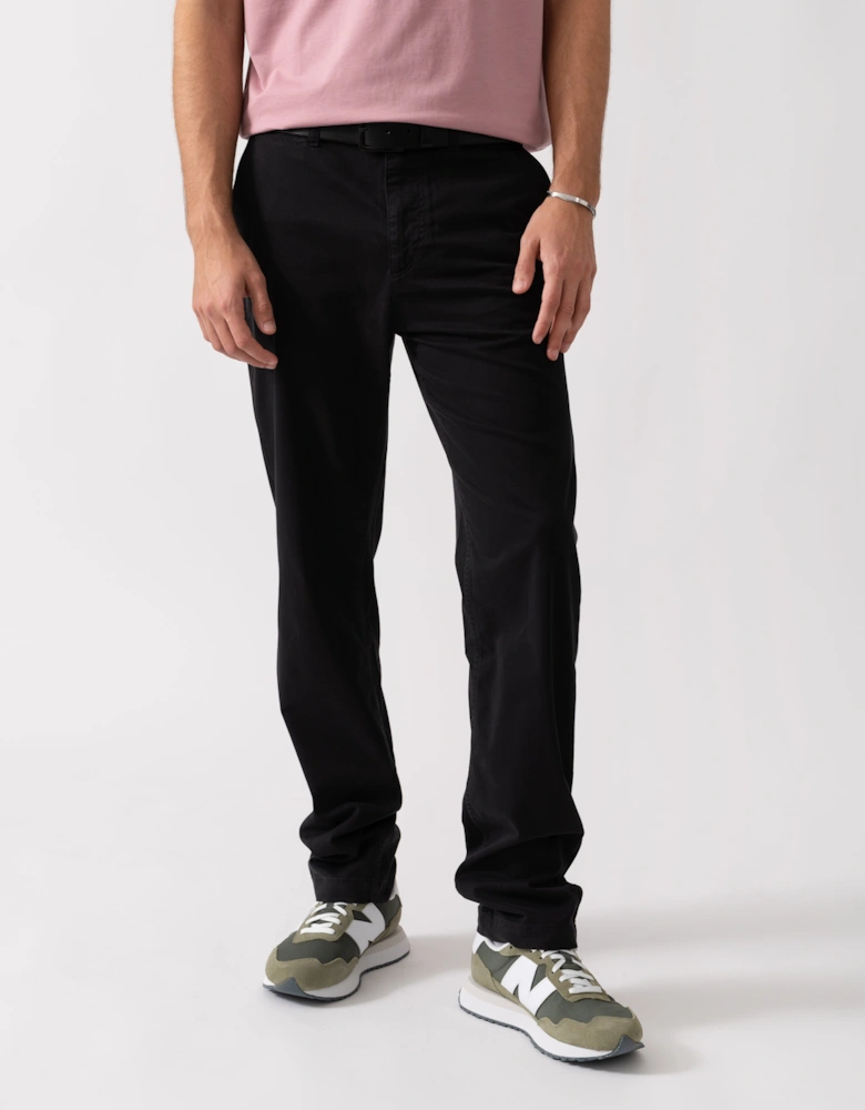 BOSS Orange Mens Regular Fit Chinos in Stretch-Cotton Satin - Black 001