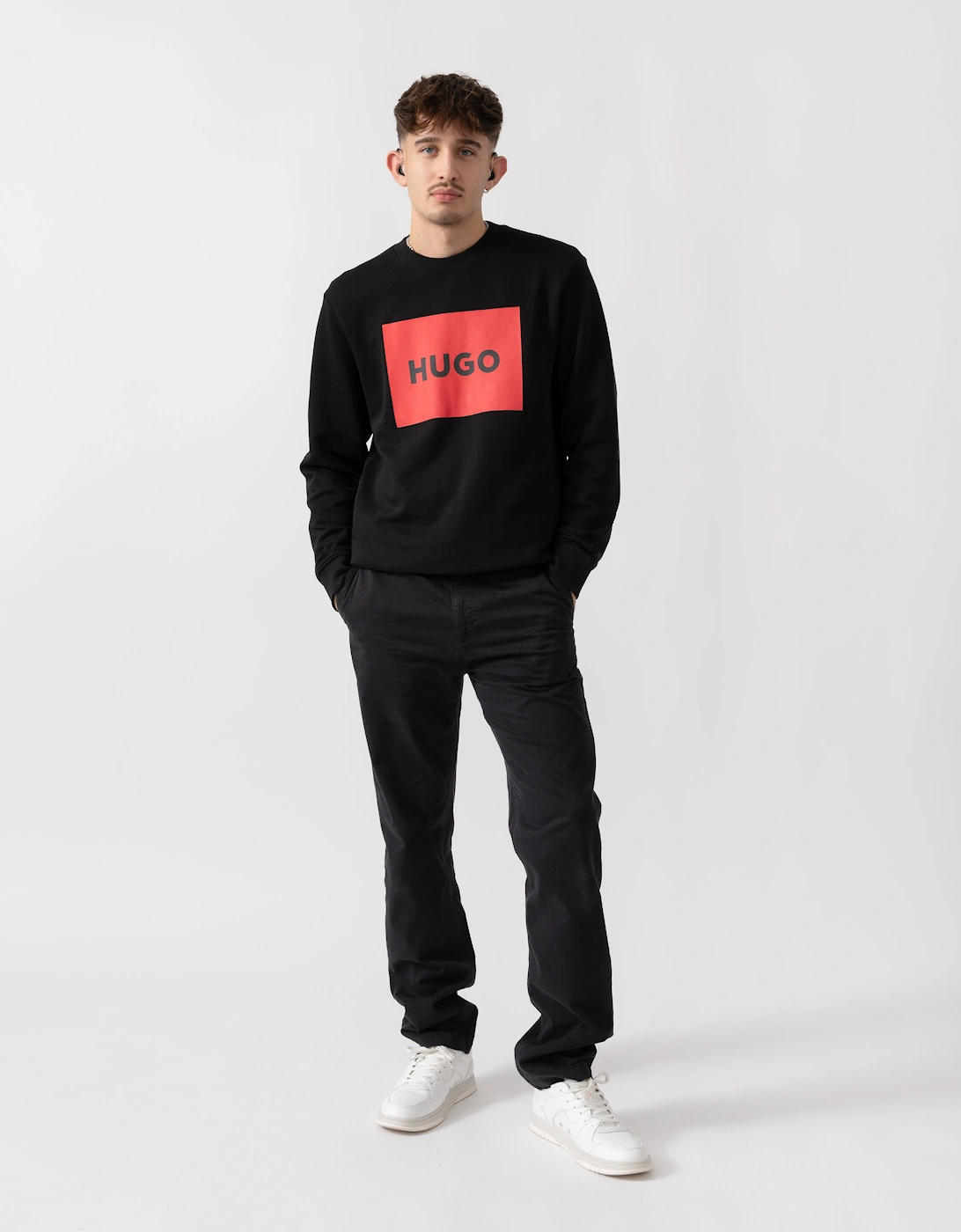 HUGO Duragol222 Large Label Logo Mens Sweatshirt - Black 001