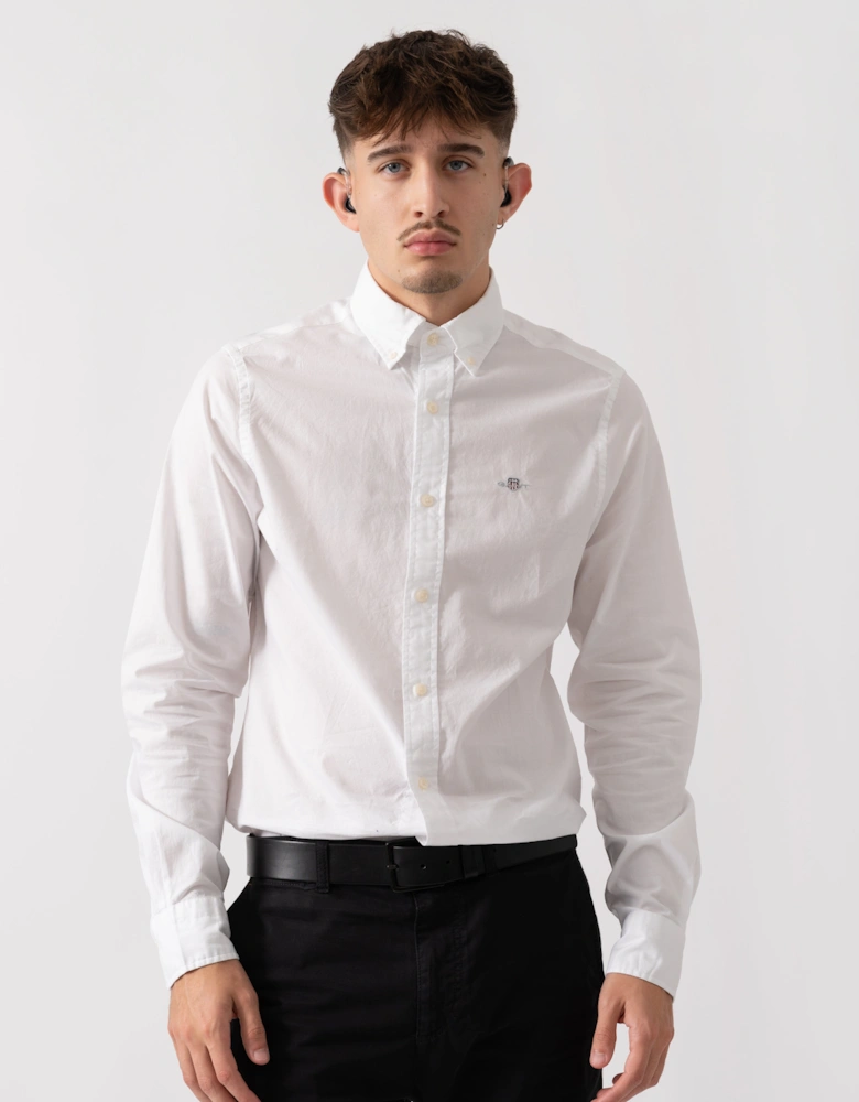 Mens Slim Fit Long Sleeve Poplin Shirt - 110 White