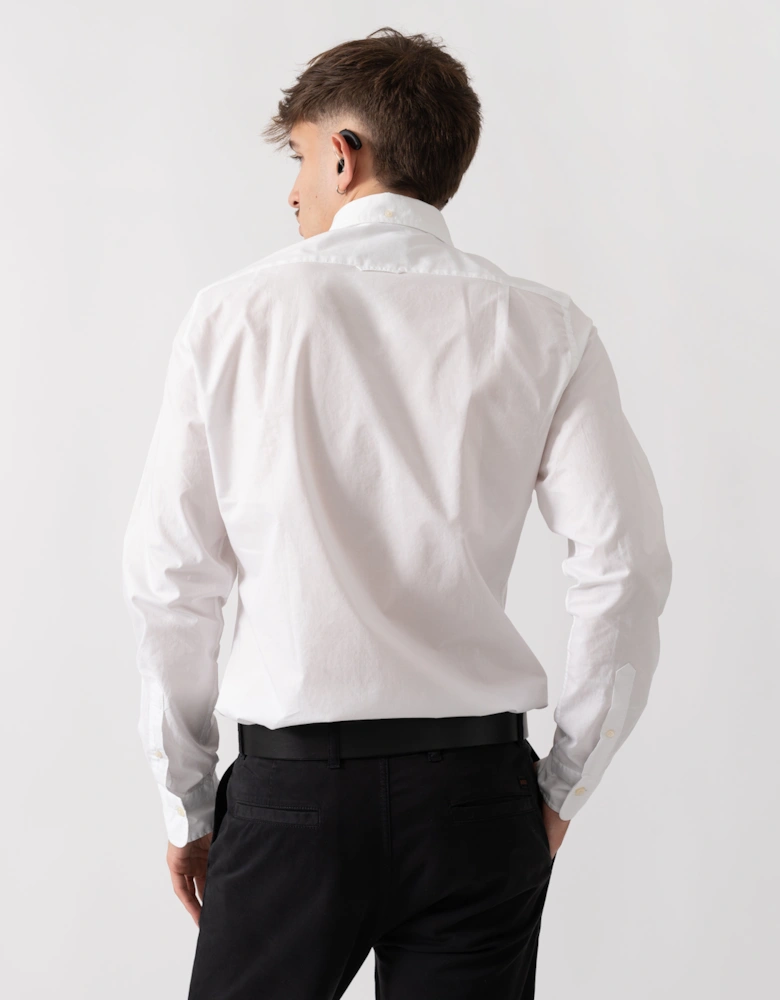 Mens Slim Fit Long Sleeve Poplin Shirt - 110 White