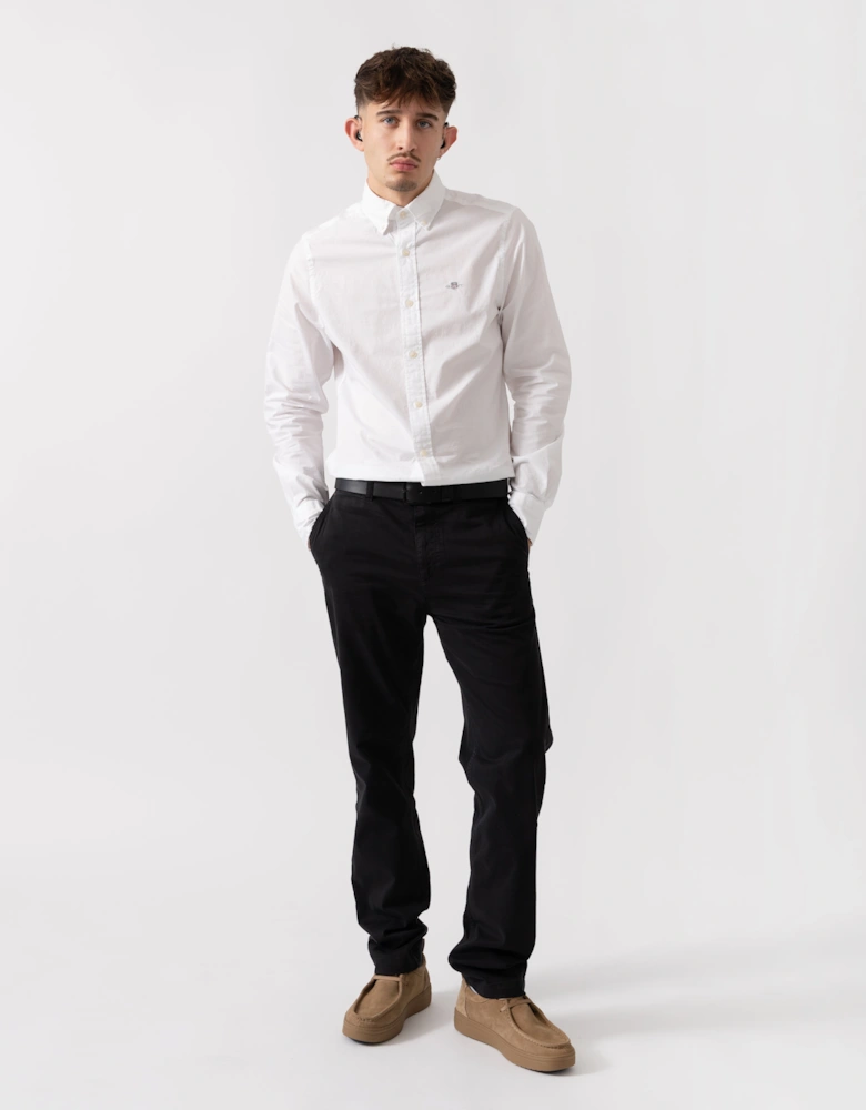 Mens Slim Fit Long Sleeve Poplin Shirt - 110 White