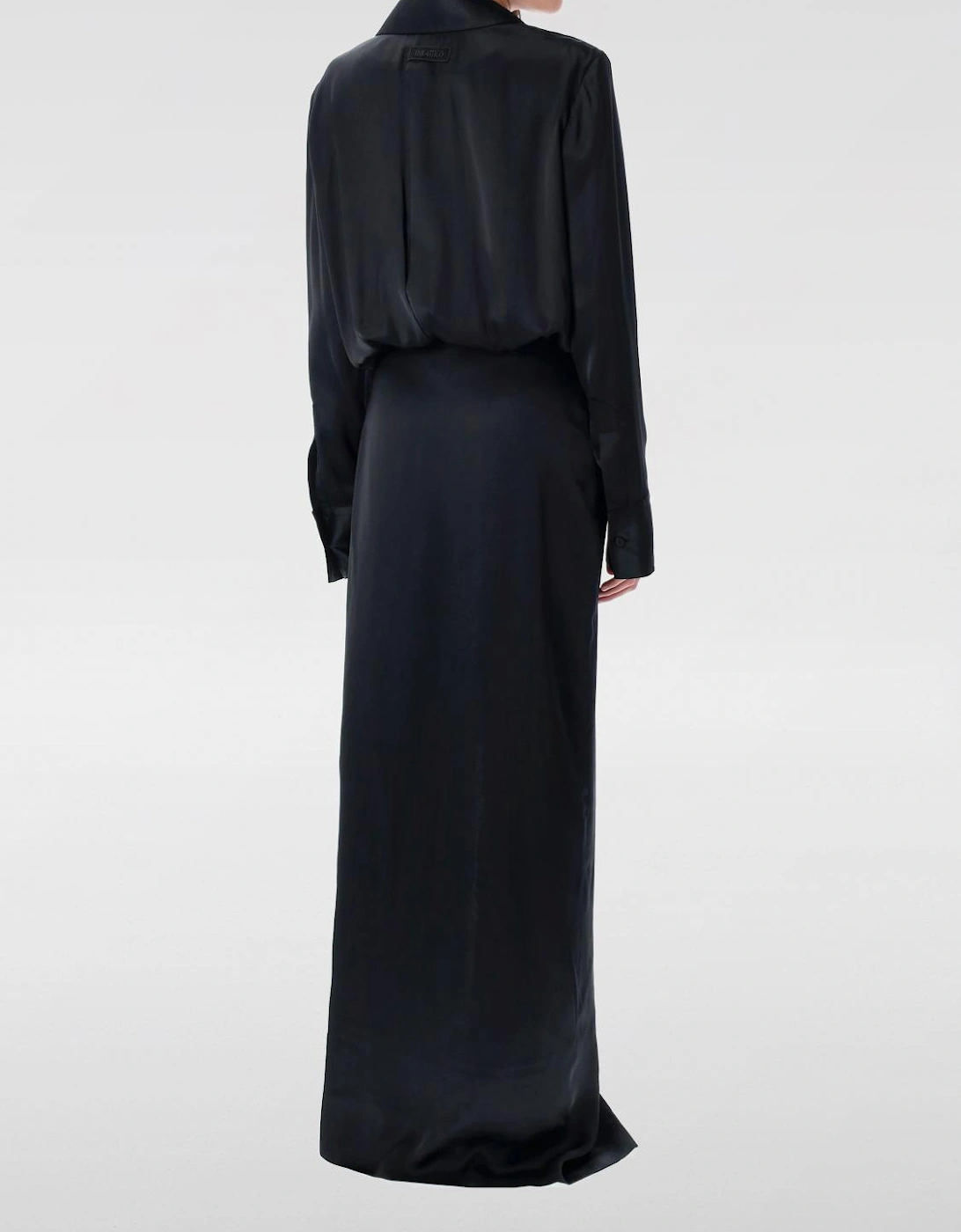 Elegant Long Sleeve Wrap Dress with Slit Formal Style