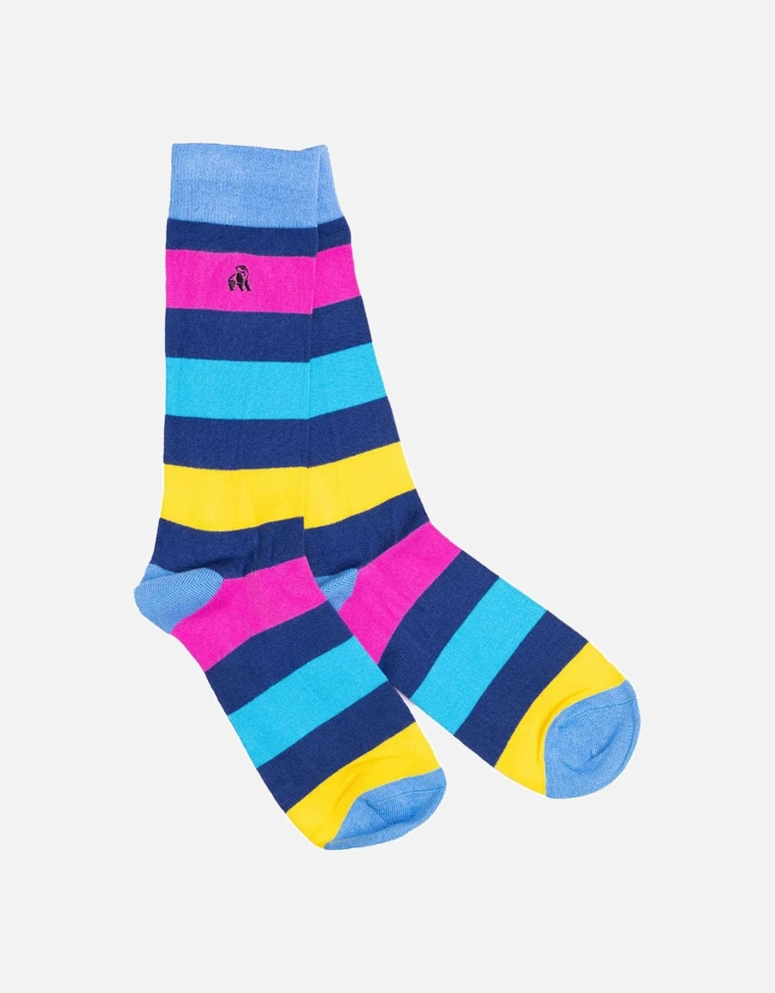 SWOLE PANDA Men's NEON STRIPED SOCKS - Blue - Size: 7/8.5/8/7.5/9/9.5/10/10.5/11