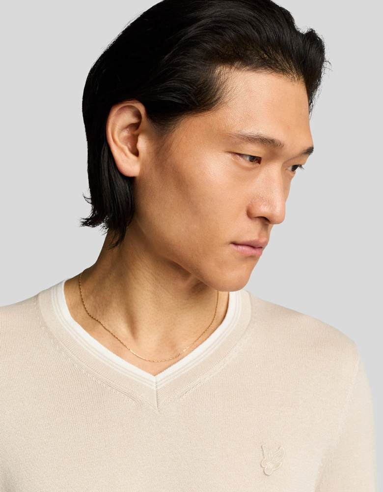 Tipped V Neck Jumper