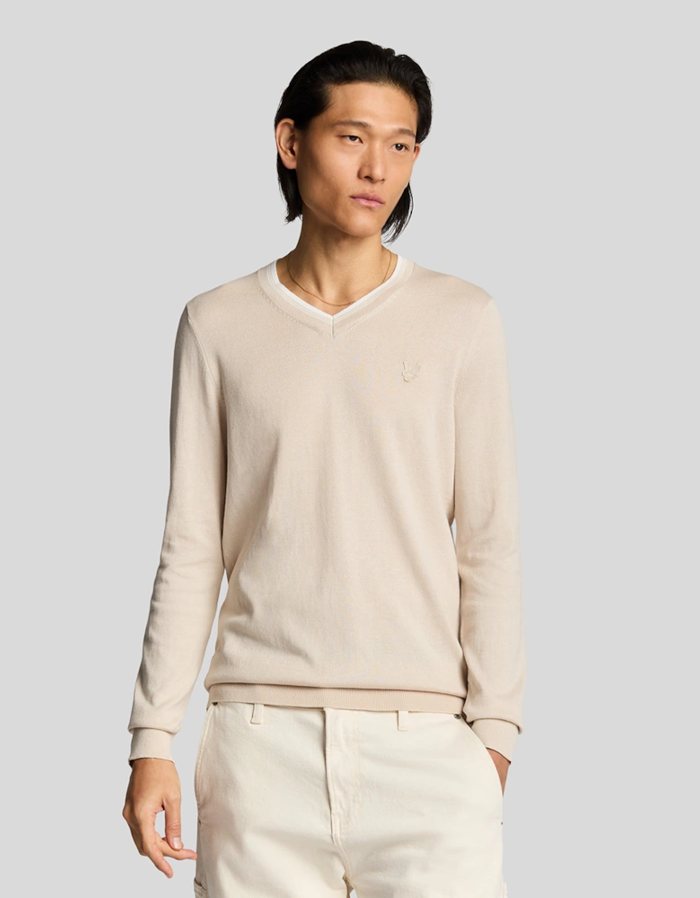 Tipped V Neck Jumper