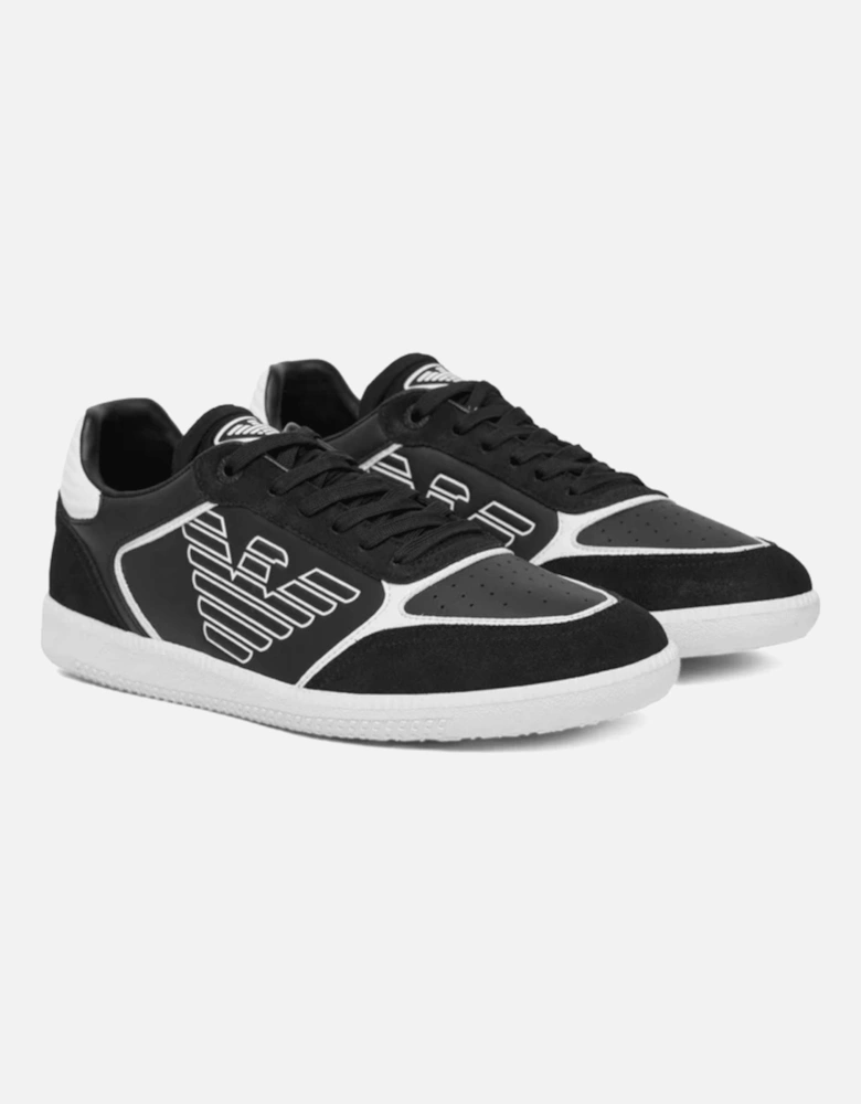 Eagle Logo Suede Black/White Lace Up Trainer