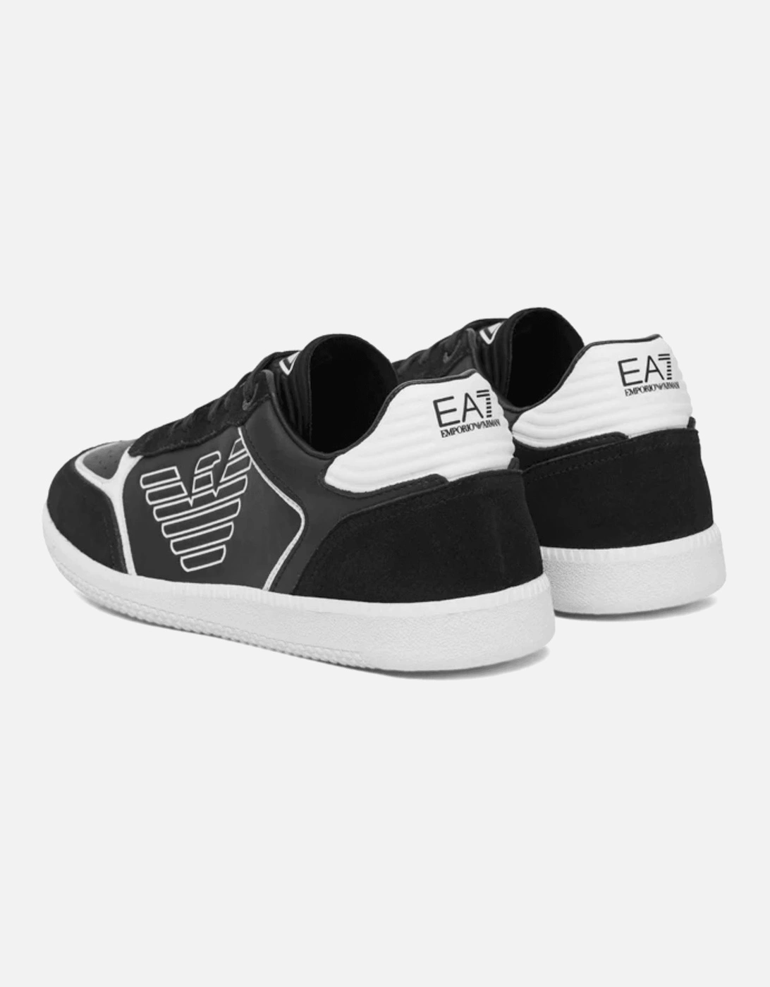 Eagle Logo Suede Black/White Lace Up Trainer
