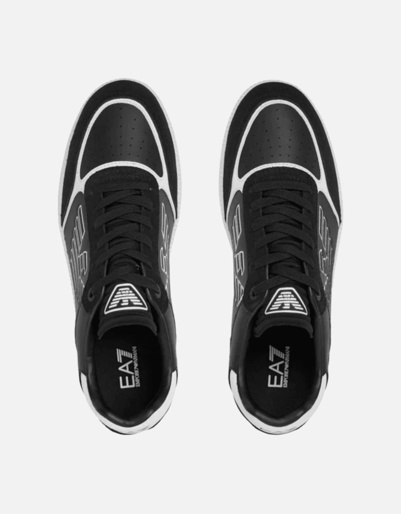 Eagle Logo Suede Black/White Lace Up Trainer