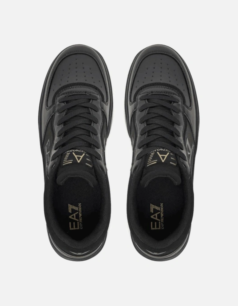 Lace Up Leather/Mesh Black/Gold Trainer