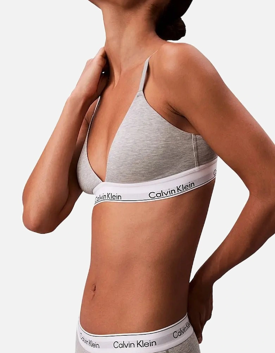 Icon Cotton Modal Lightly Lined Triangle Bra, Grey Heather