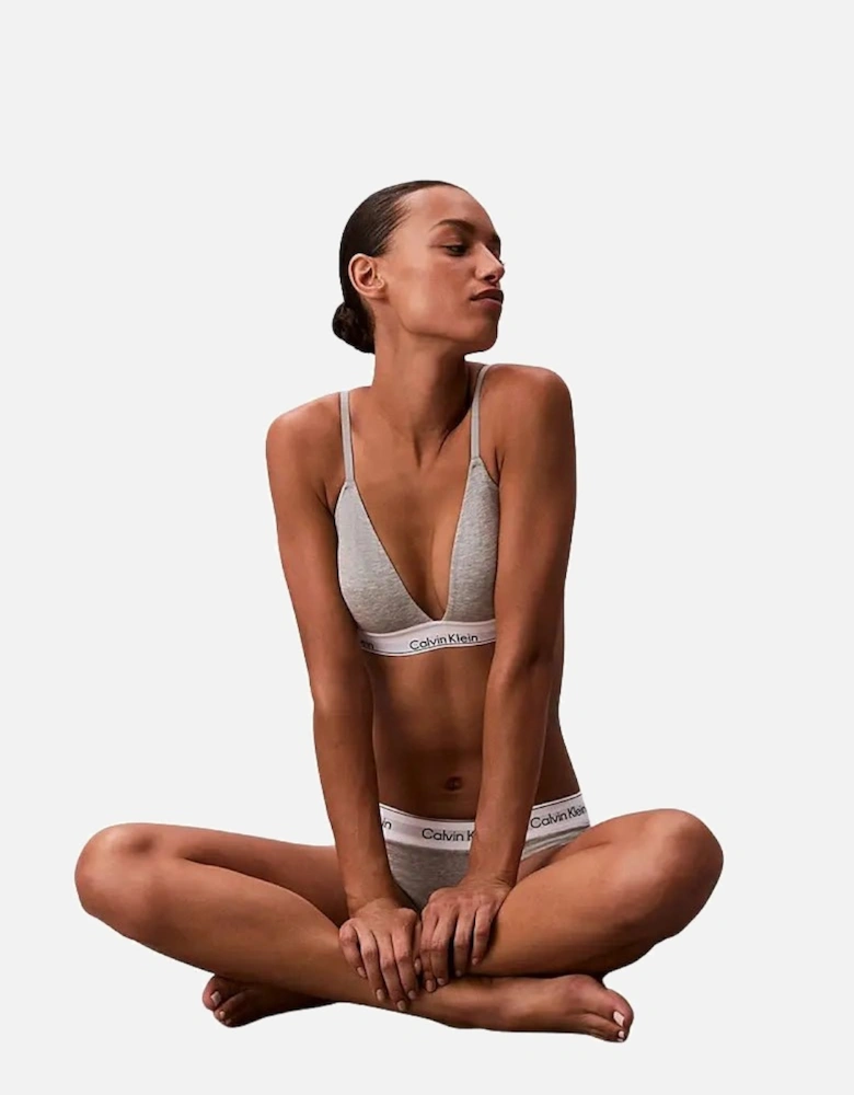 Icon Cotton Modal Lightly Lined Triangle Bra, Grey Heather