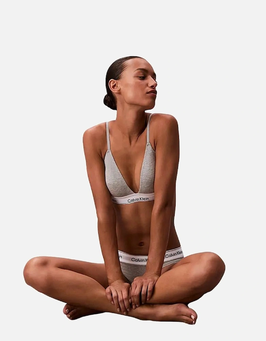 Icon Cotton Modal Lightly Lined Triangle Bra, Grey Heather