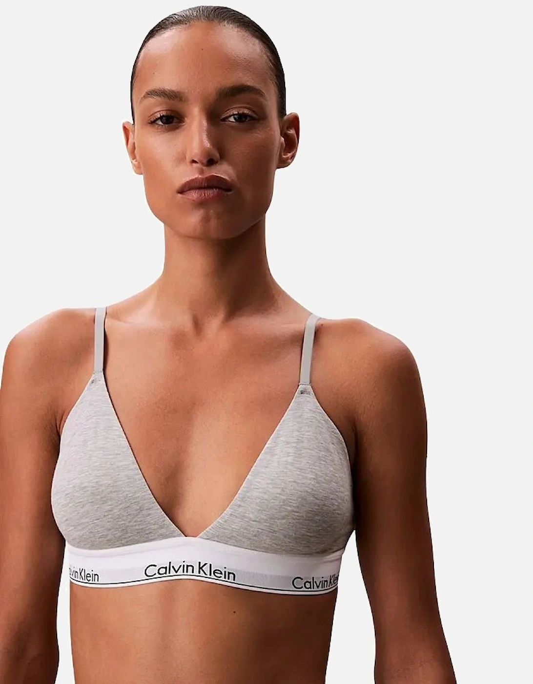 Icon Cotton Modal Lightly Lined Triangle Bra, Grey Heather, 7 of 6
