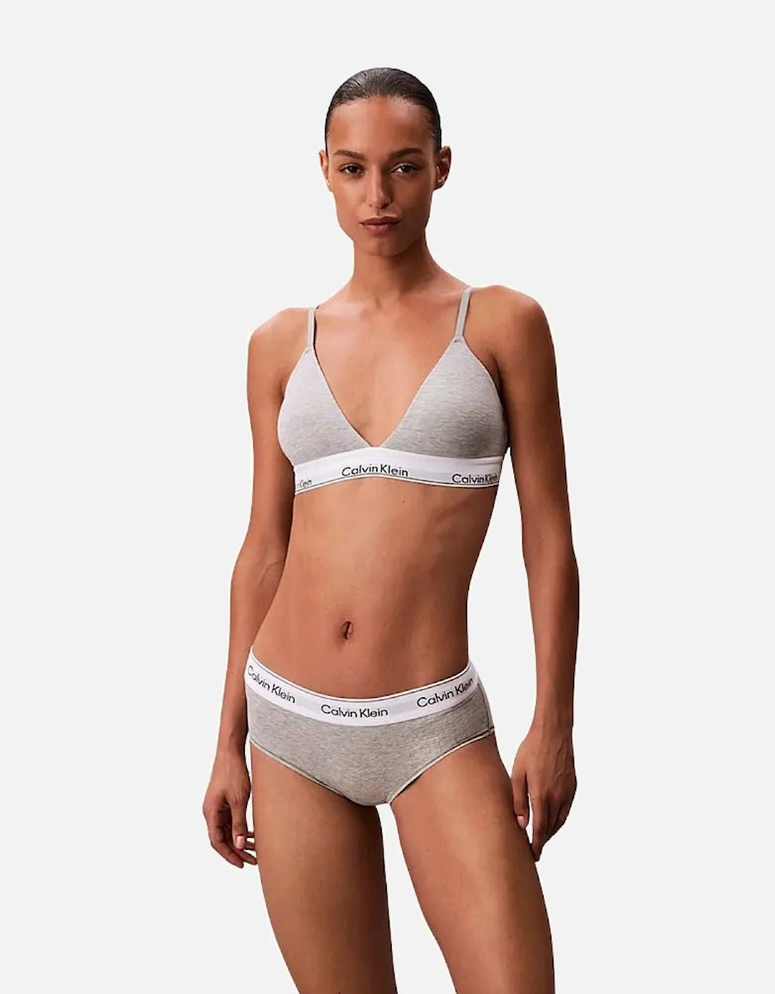 Icon Cotton Modal Lightly Lined Triangle Bra, Grey Heather