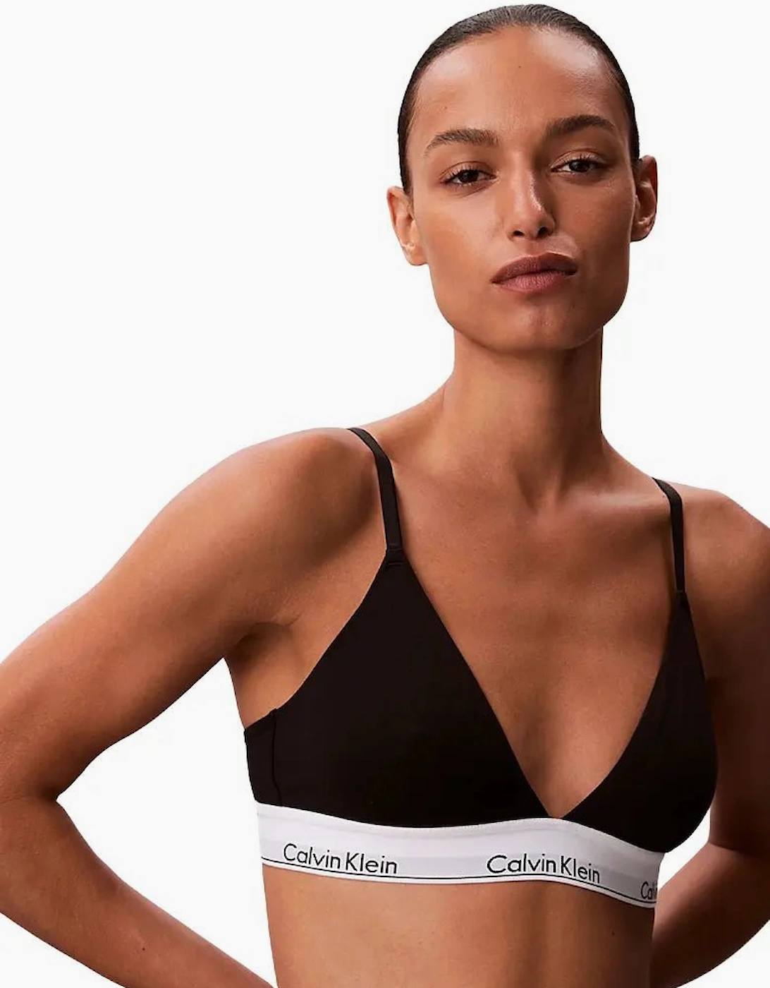 Calvin Klein Women's Black Icon Cotton Modal Lightly Lined Triangle Bra,  Xs