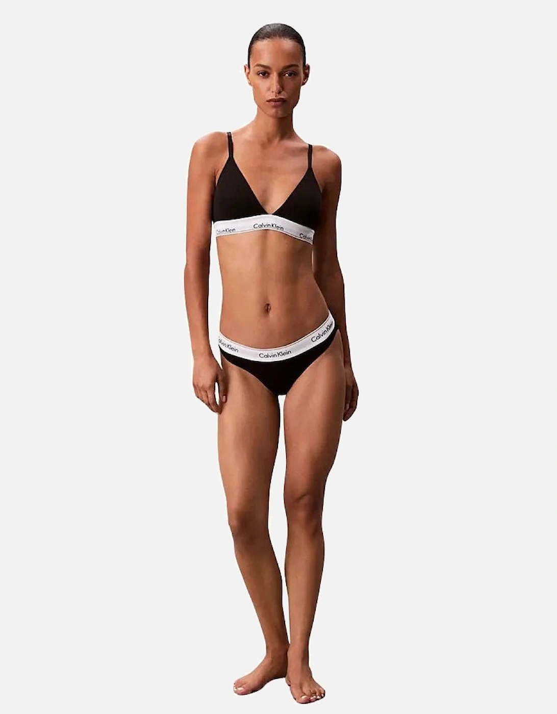 Icon Cotton Modal Lightly Lined Triangle Bra, Black