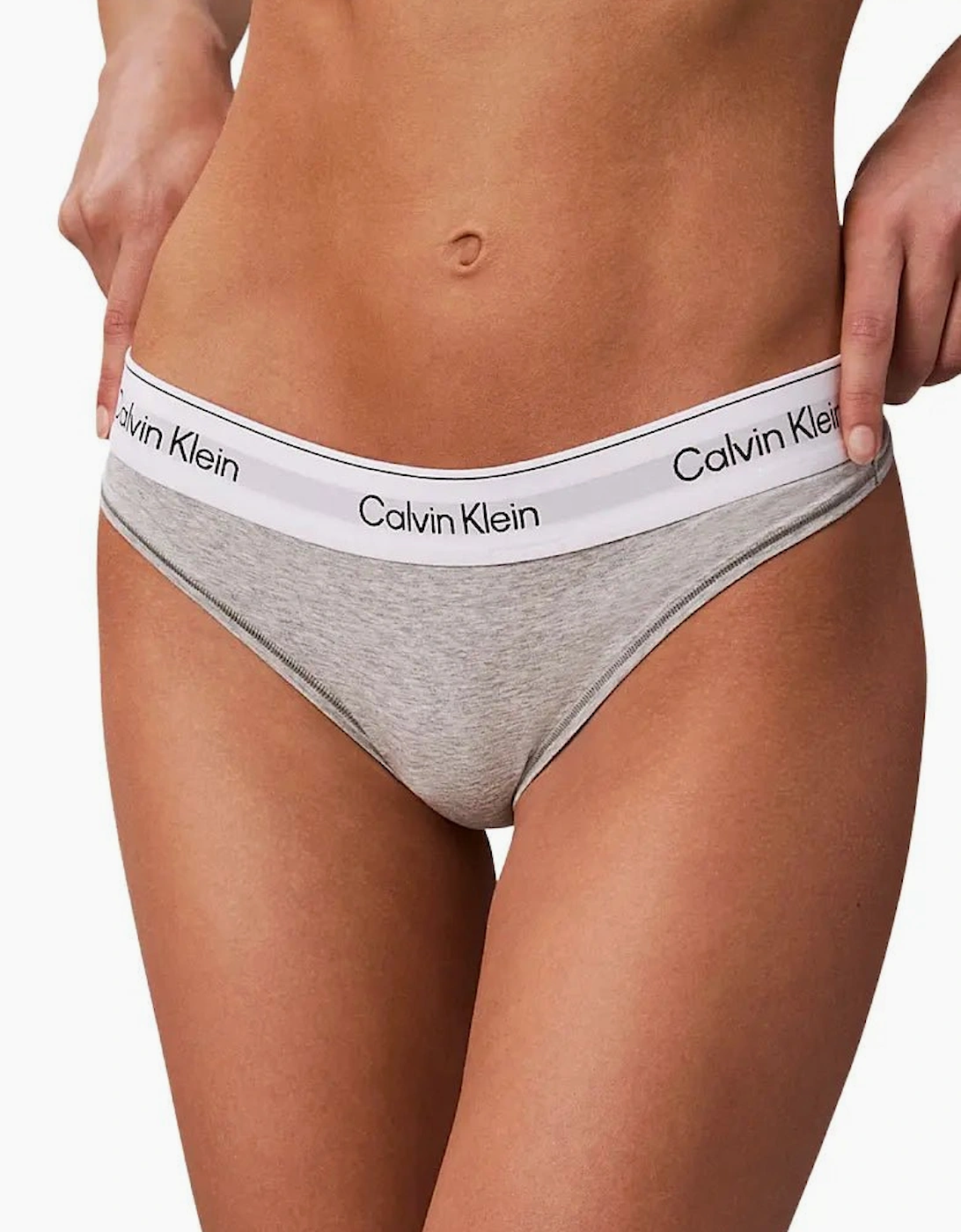 Calvin Klein Women's Icon Cotton Modal Thong, Grey Heather - Grey/Grey - Size: 12