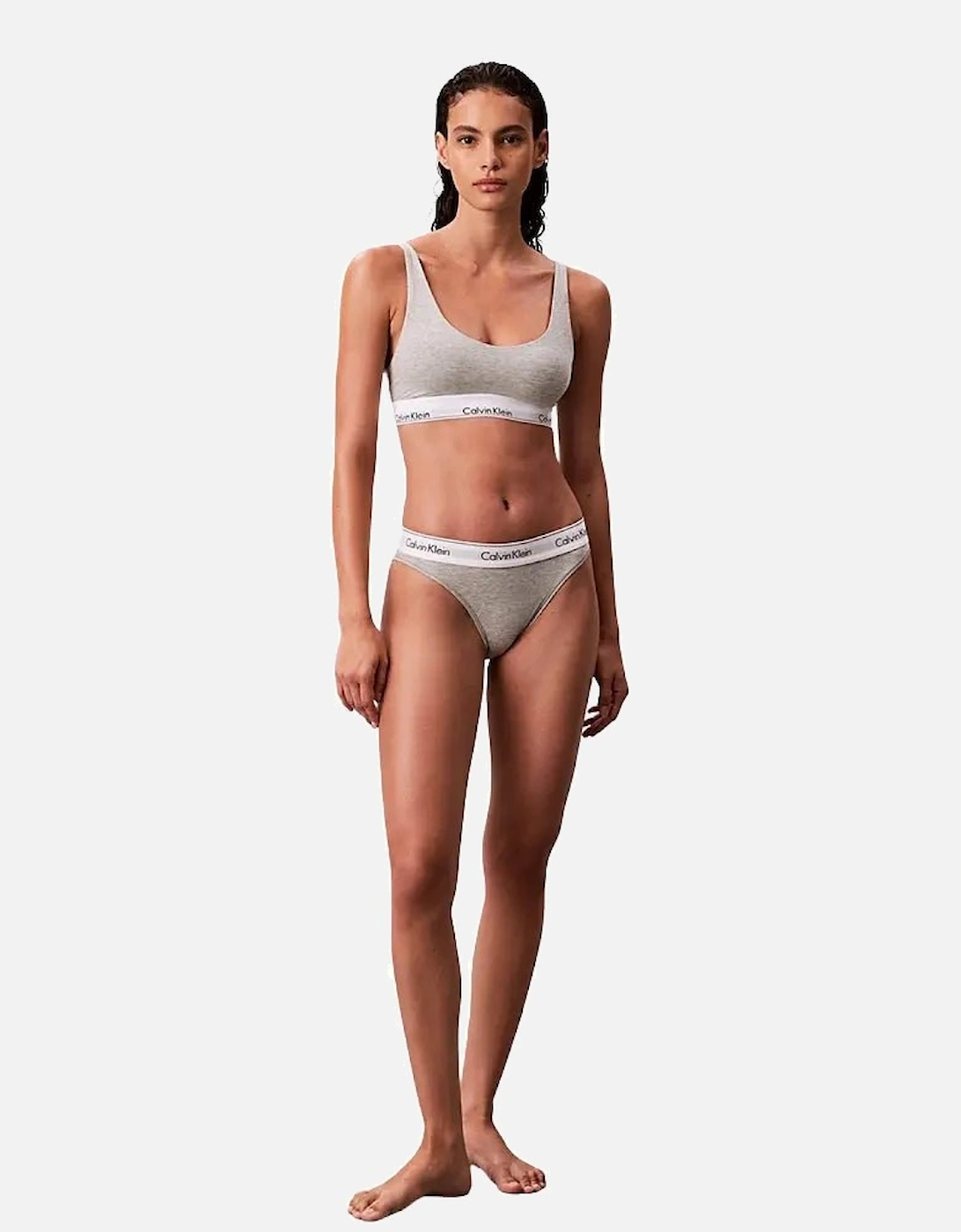 Icon Cotton Modal Lightly Lined Bralette, Grey Heather