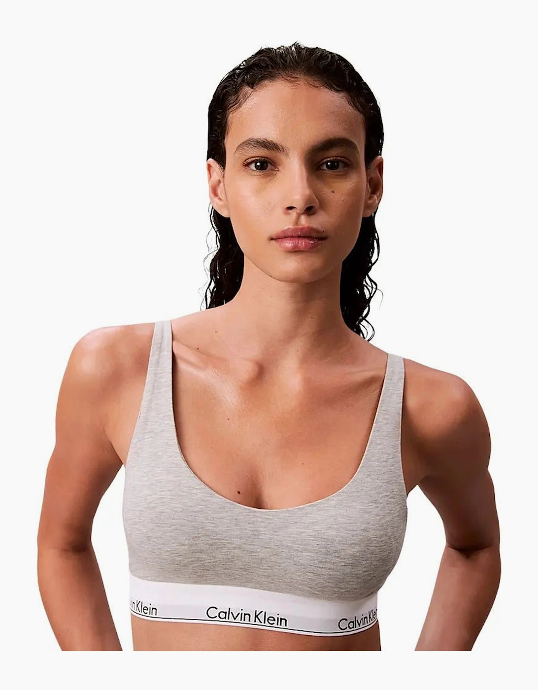 Calvin Klein Women's Icon Cotton Modal Lightly Lined Bralette, Grey Heather - Size: M