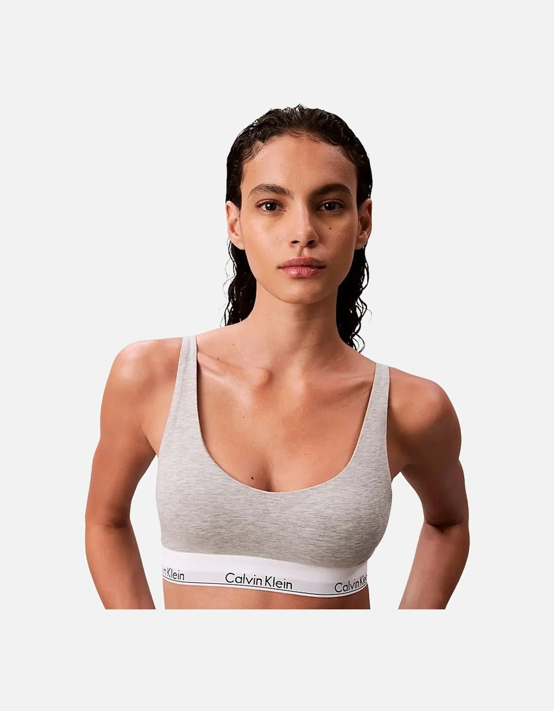 Icon Cotton Modal Lightly Lined Bralette, Grey Heather, 7 of 6