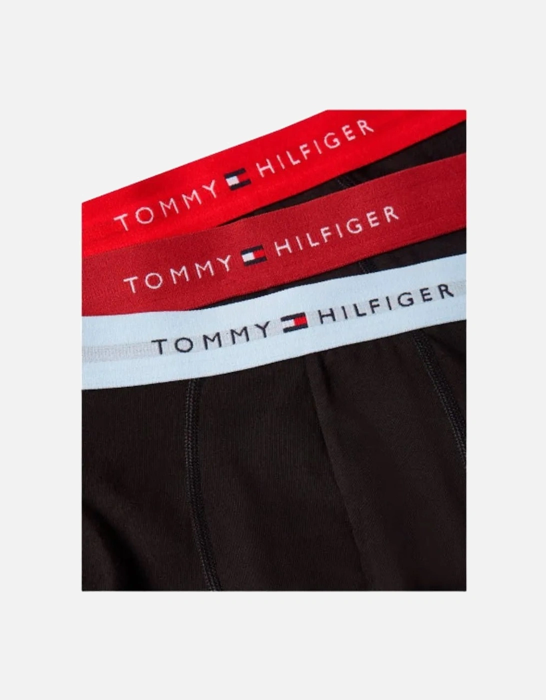 3-Pack Signature Cotton Boxer Trunks, Black w/ red/burgundy/ice