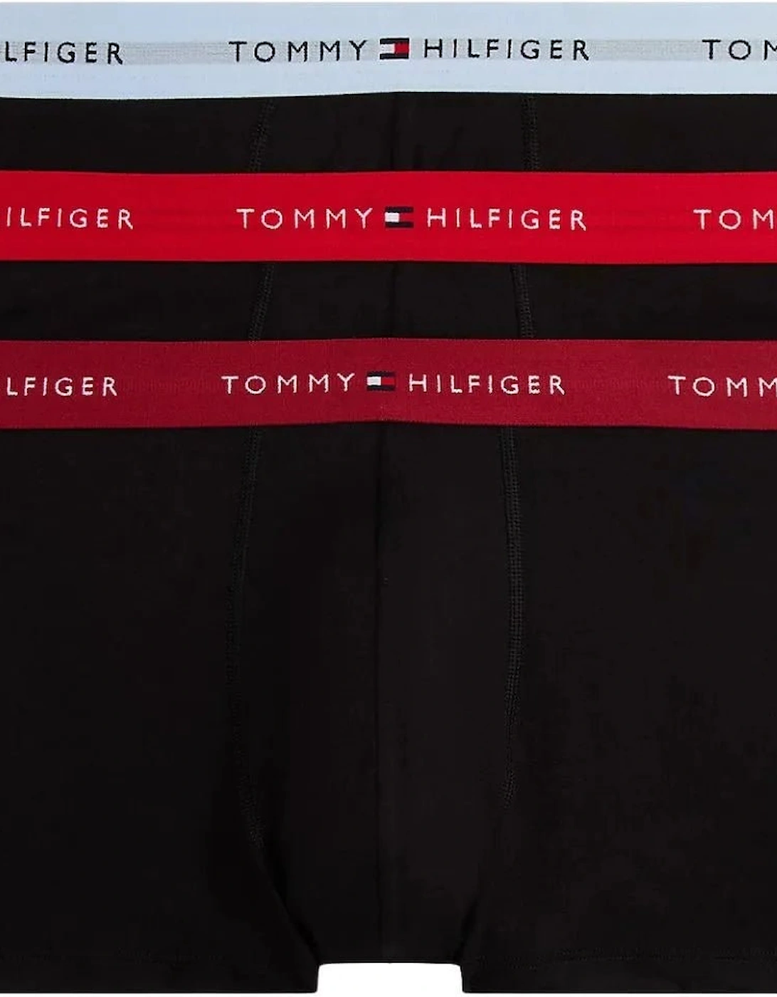 3-Pack Signature Cotton Boxer Trunks, Black w/ red/burgundy/ice
