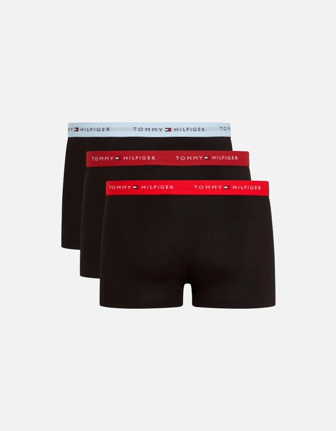 3-Pack Signature Cotton Boxer Trunks, Black w/ red/burgundy/ice