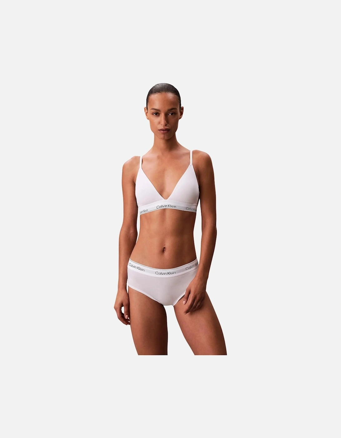Calvin Klein Women's Icon Cotton Modal Lightly Lined Triangle Bra, White - Size: L