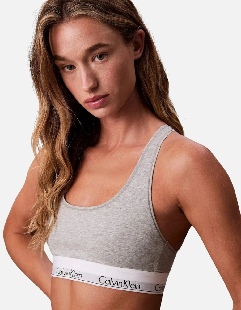 Icon Cotton Modal Unlined Bralette, Grey Heather