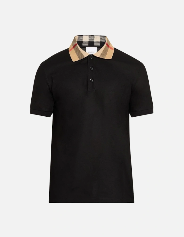Check Collar Black Polo Shirt