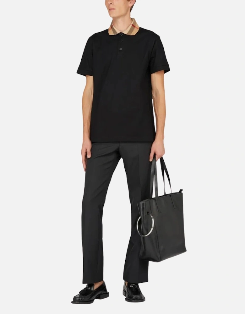 Check Collar Black Polo Shirt