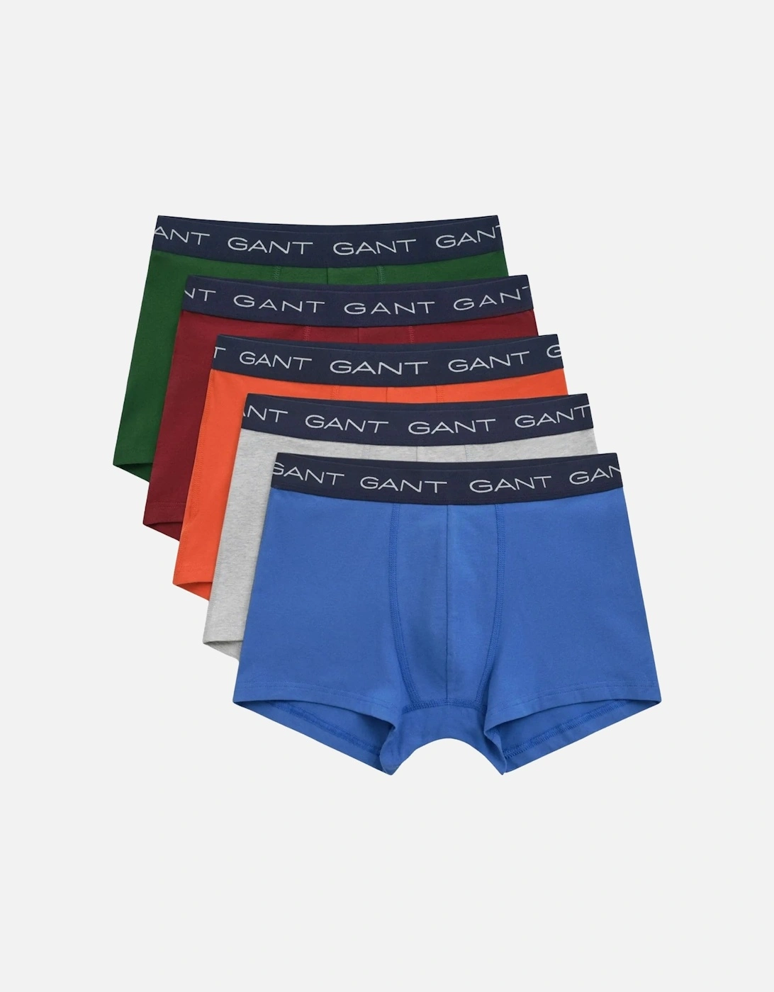 5-Pack Classic Logo Boxer Trunks, Blue/Grey/Orange/Burgundy/Green, 2 of 1
