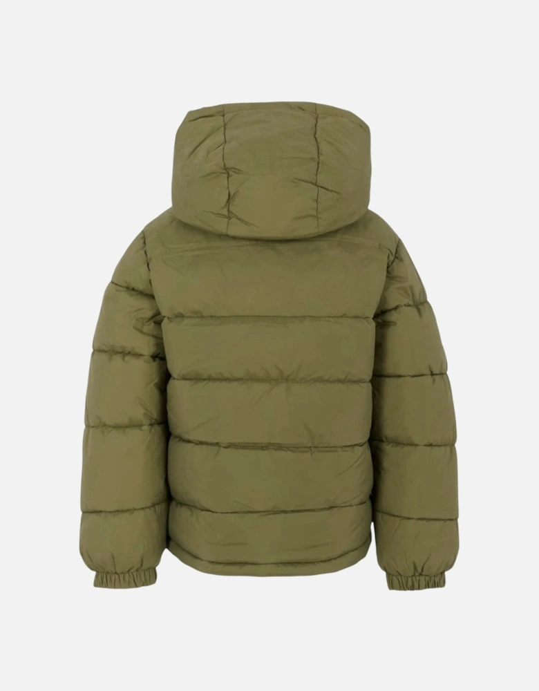 Boys Khaki Green Logo Puffer Down Coat