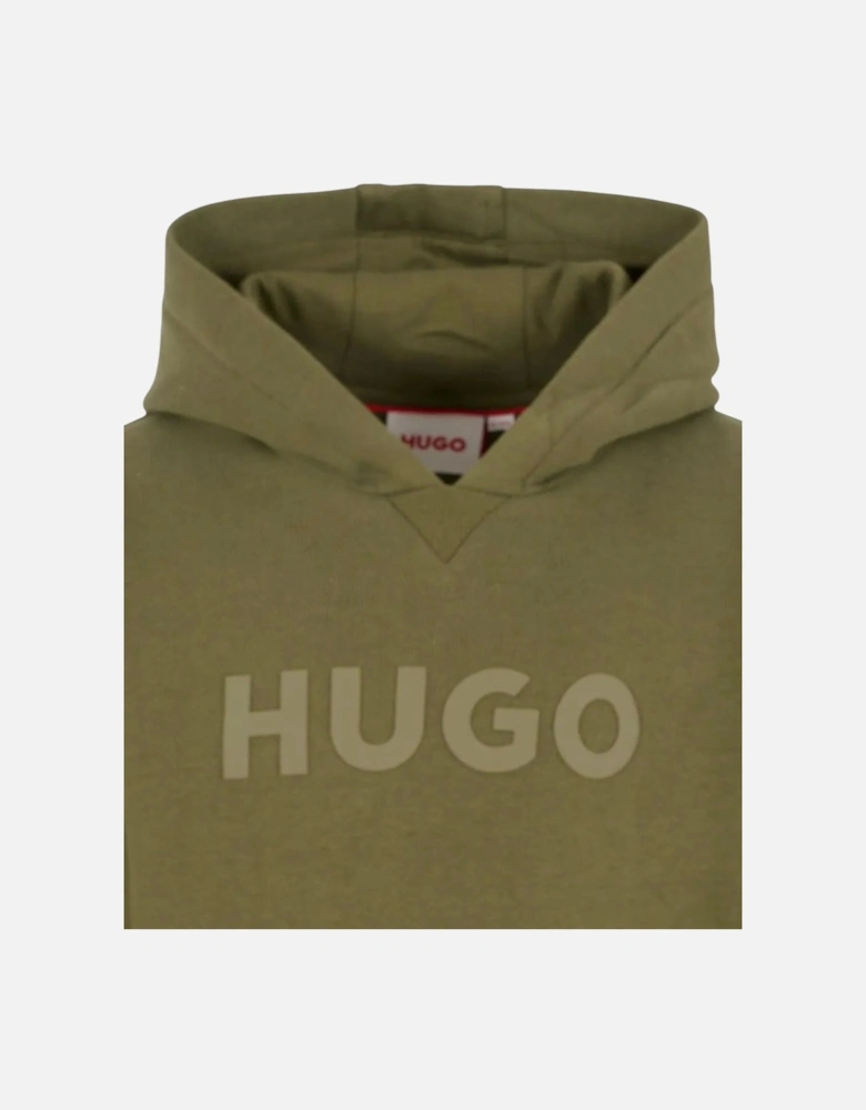Boys Khaki Green Logo Hooded Sweatshirt