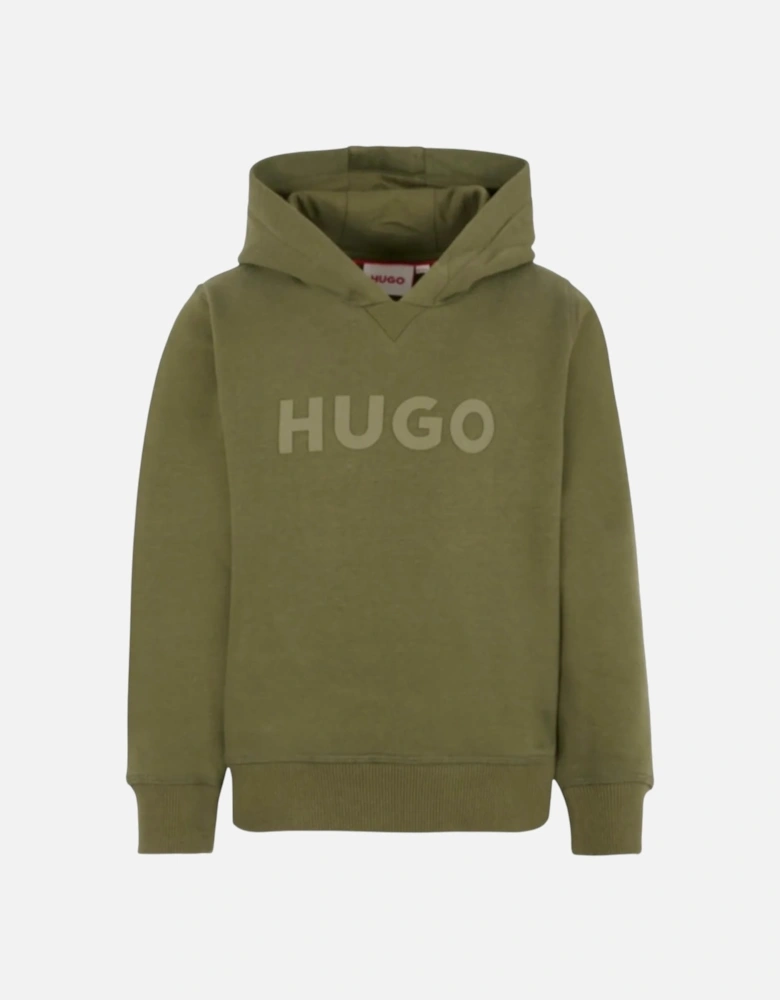 Boys Khaki Green Logo Hooded Sweatshirt