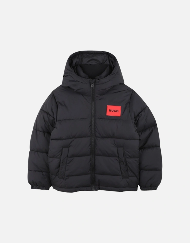 Boys Black Logo Puffer Down Coat
