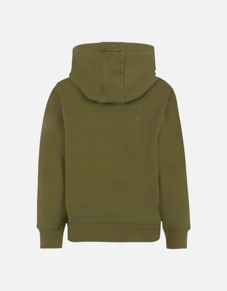 Boys Khaki Green Logo Hooded Sweatshirt