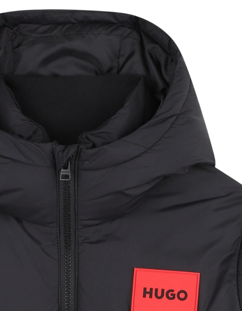 Boys Black Logo Puffer Down Coat