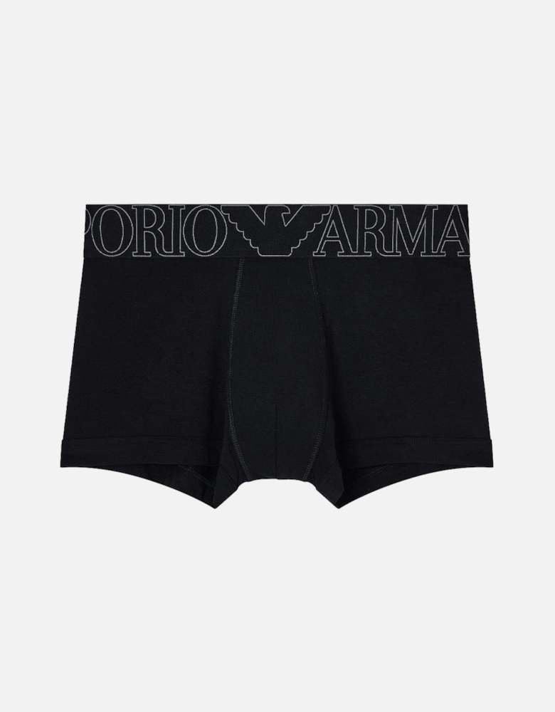 Stretch Cotton Megalogo Boxer Trunk, Black