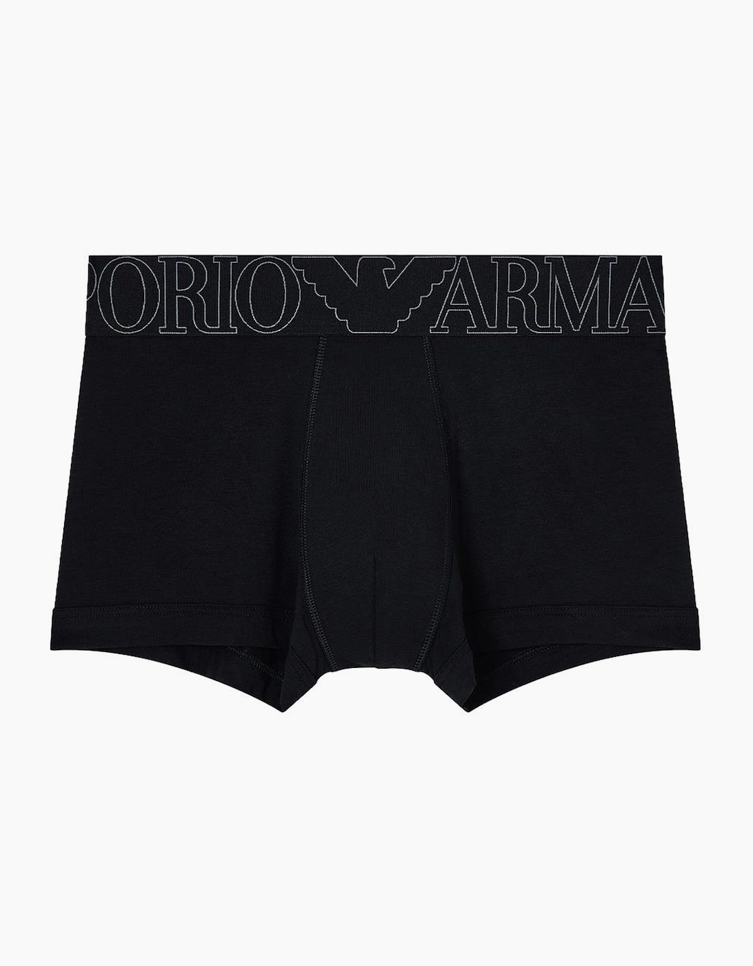 Men's Emporio Armani Stretch Cotton Megalogo Boxer Trunk, Black - Size: 32/34/35