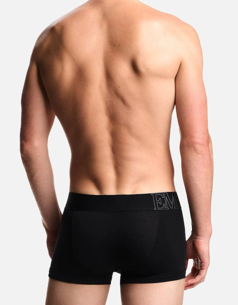 Stretch Cotton Megalogo Boxer Trunk, Black