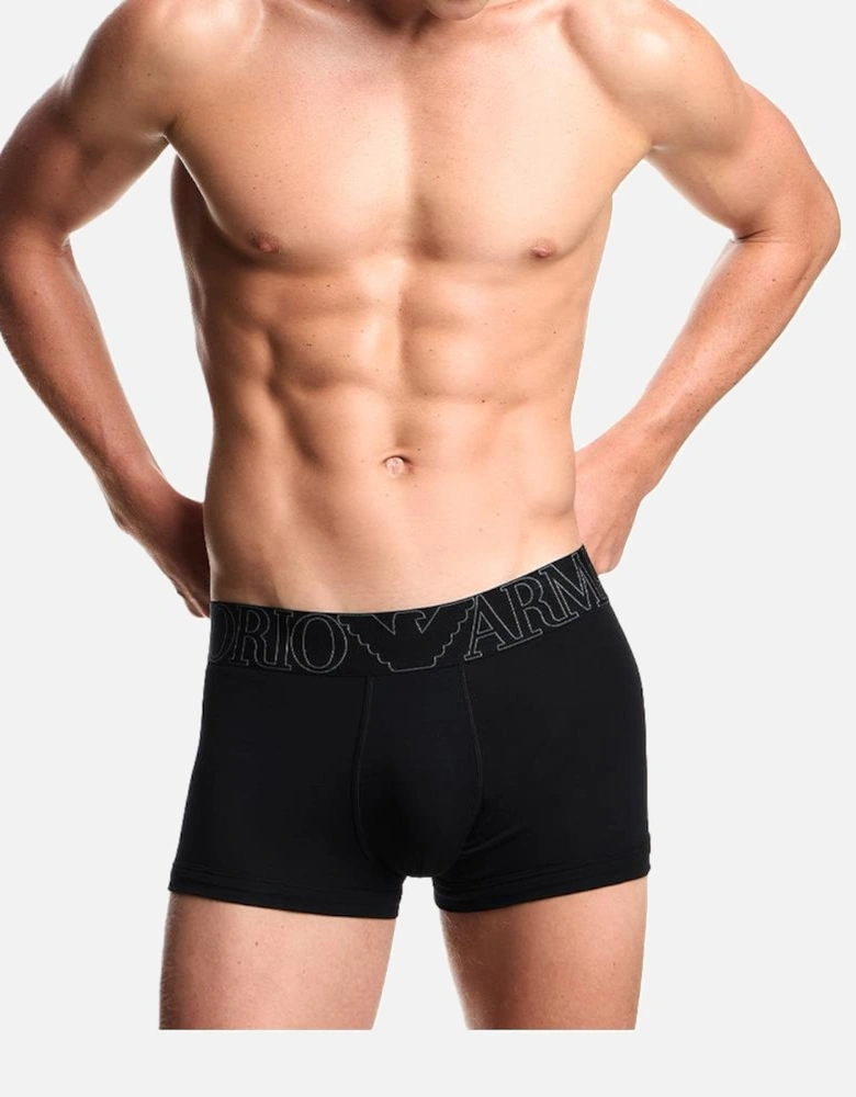 Stretch Cotton Megalogo Boxer Trunk, Black