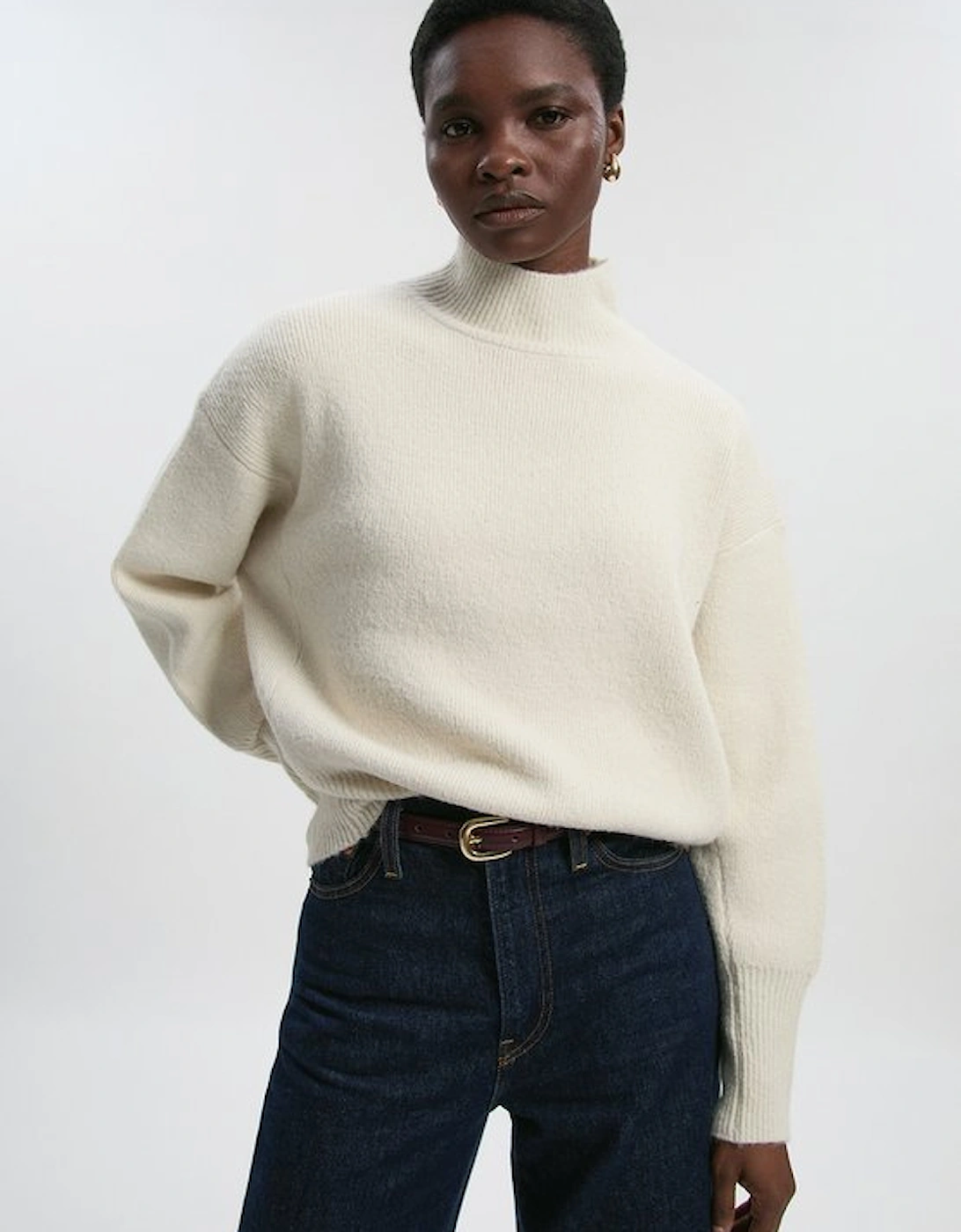 Wool Blend Cosy Funnel Neck Jumper, 2 of 1