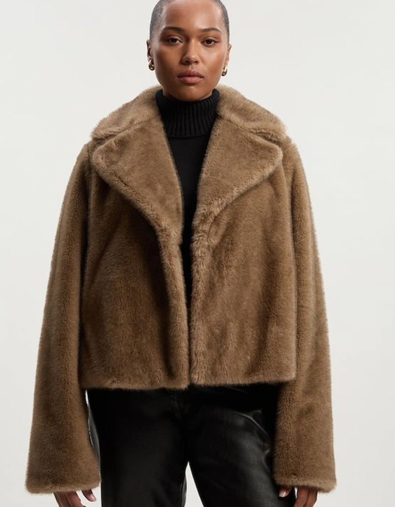 Plus Size Faux Fur Cropped Jacket