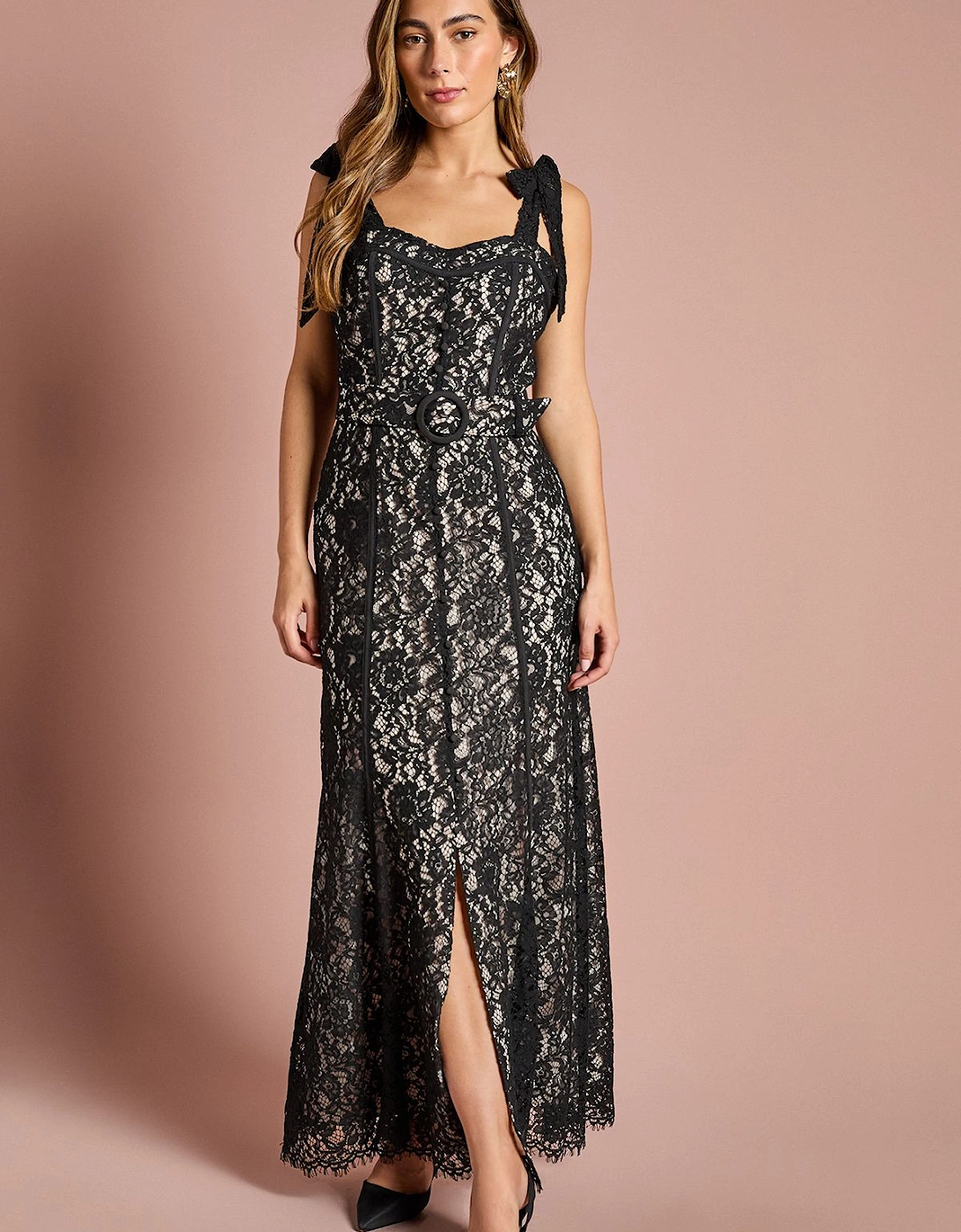 Lace Bow Shoulder Maxi Dress, 2 of 1