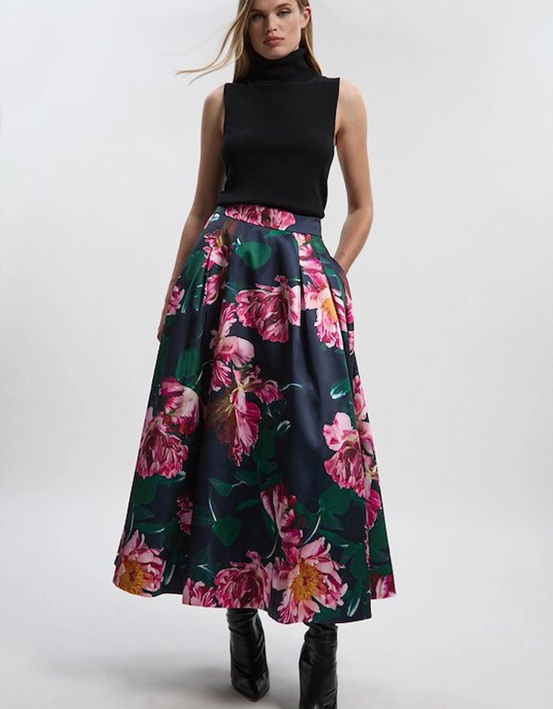 Romantic Floral Print Prom Woven Maxi Skirt, 4 of 3