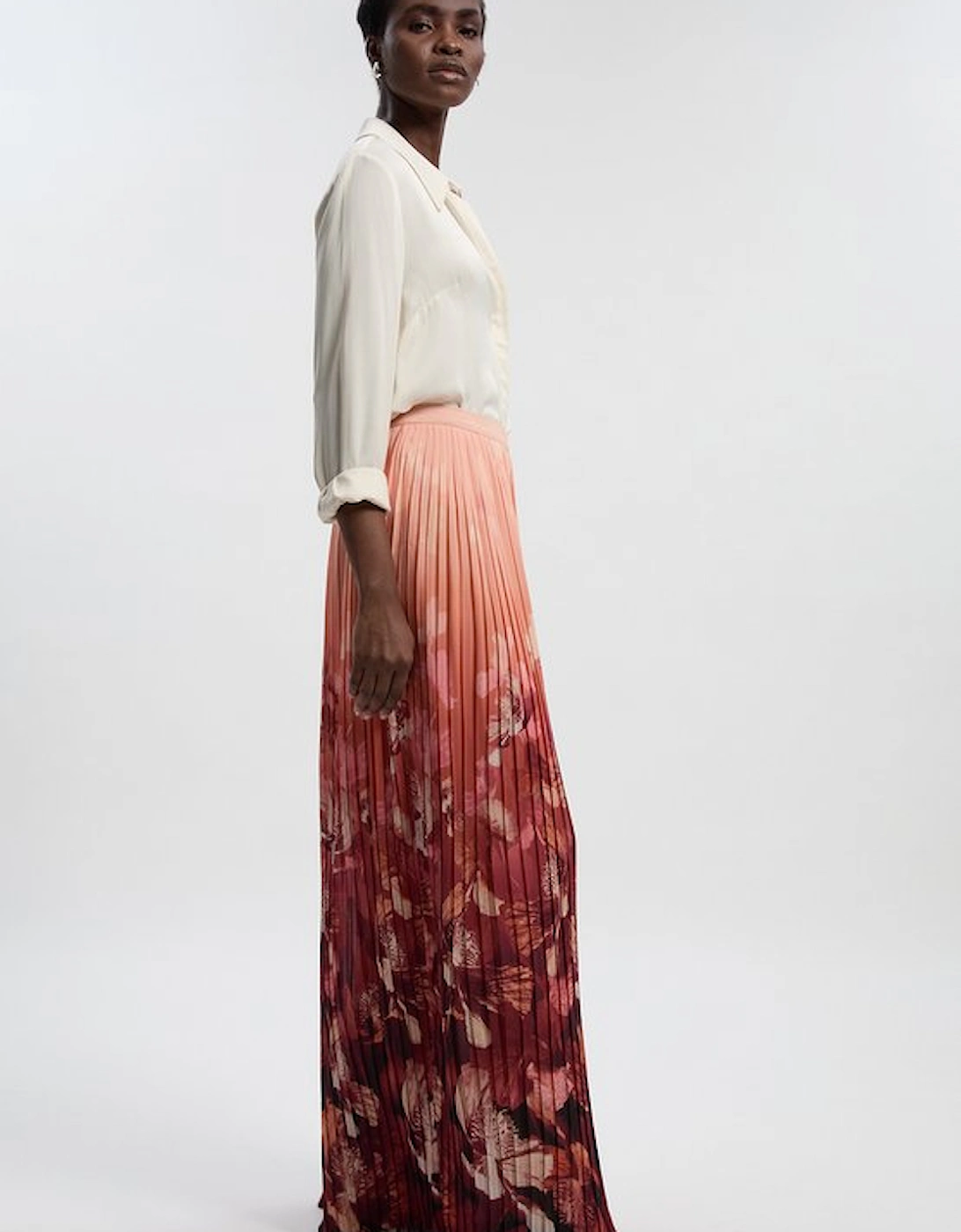 Pleated Floral Woven Wide Leg Trousers, 2 of 1