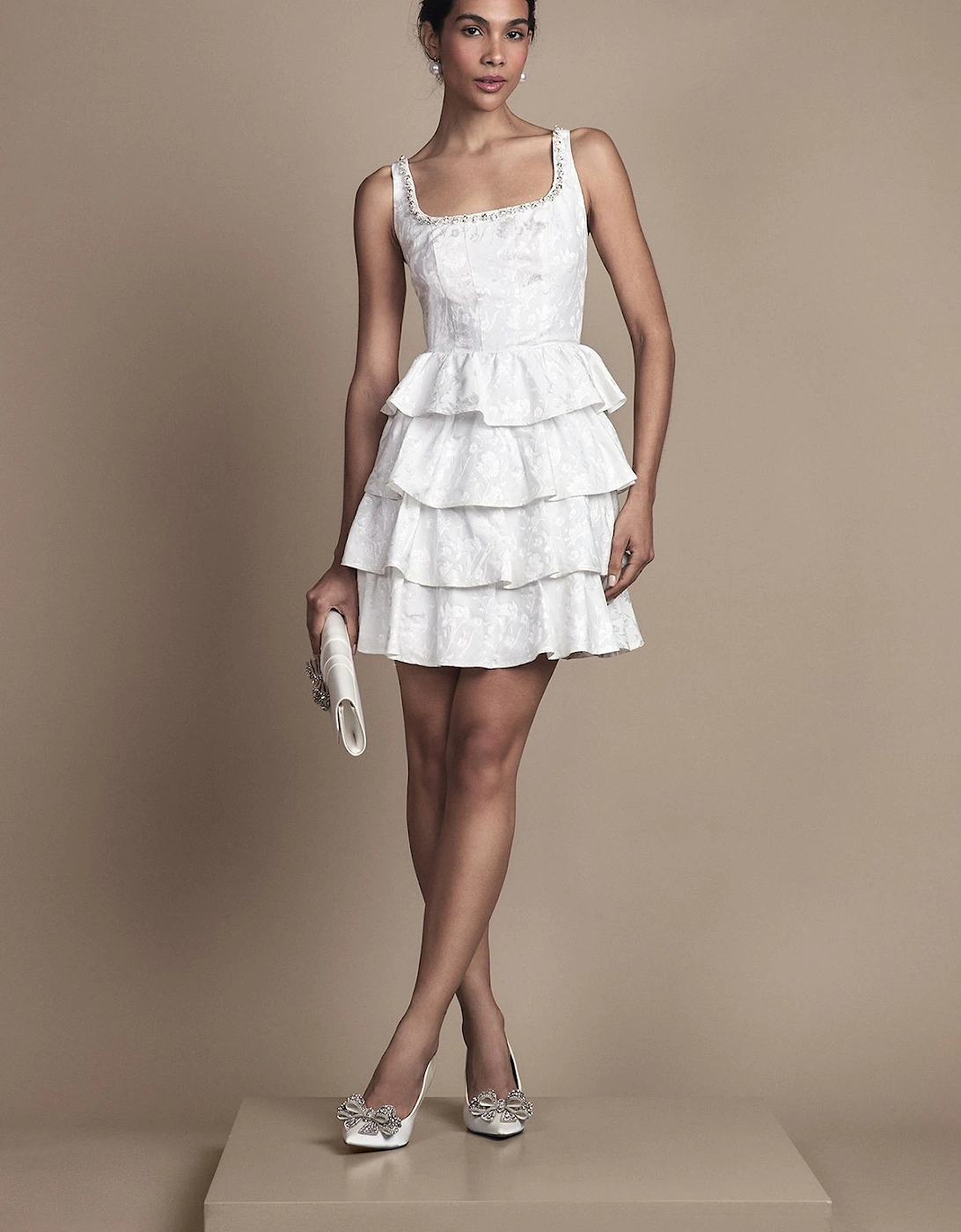 Ruffle Hem Mini Wedding Dress, 2 of 1